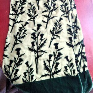 Camilla Ridley London Emerald / Light Green Long Silk / Velvet Scarf - Floral